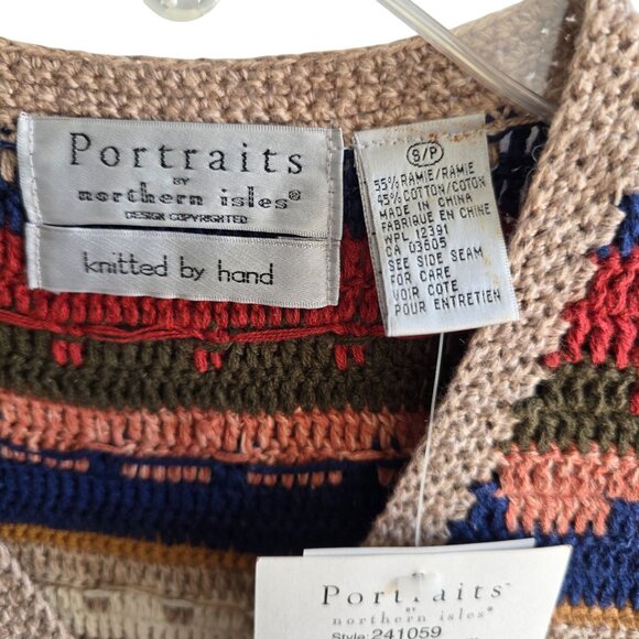 90s Handknit Crochet Sweater Vest Small Indie Rustic Effortless Autumn Vintage - Picture 2 of 6